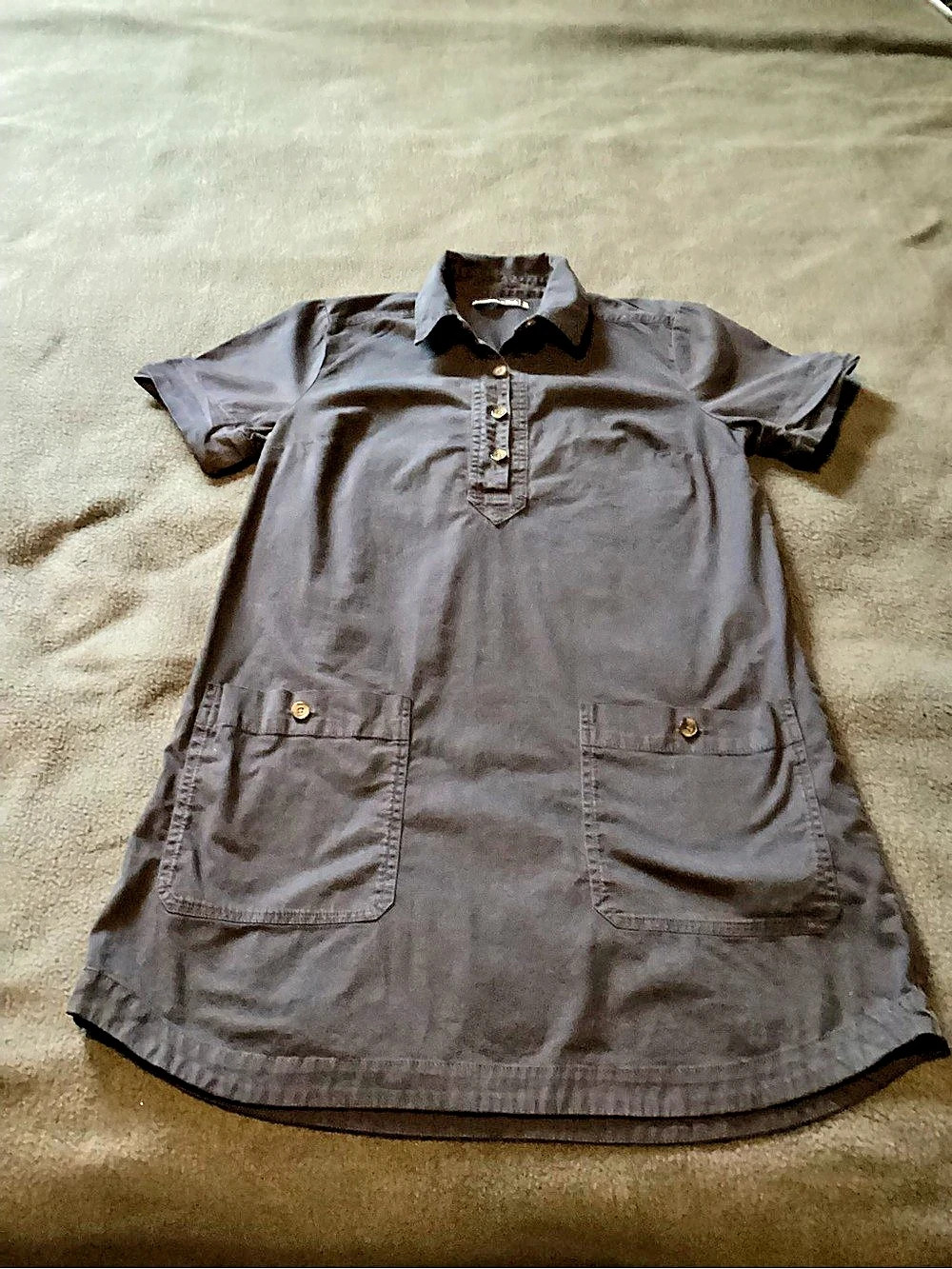 Abercrombie & Fitch Short-Sleeve Utility Shirt Dress dark blue XS SKU 40